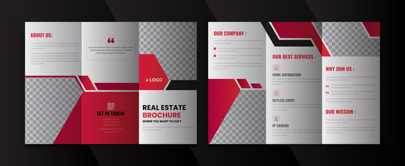 Brochure Design. Real Estate Trifold Brochure Template.Real Estate Company Flyer, Poster, Brochure