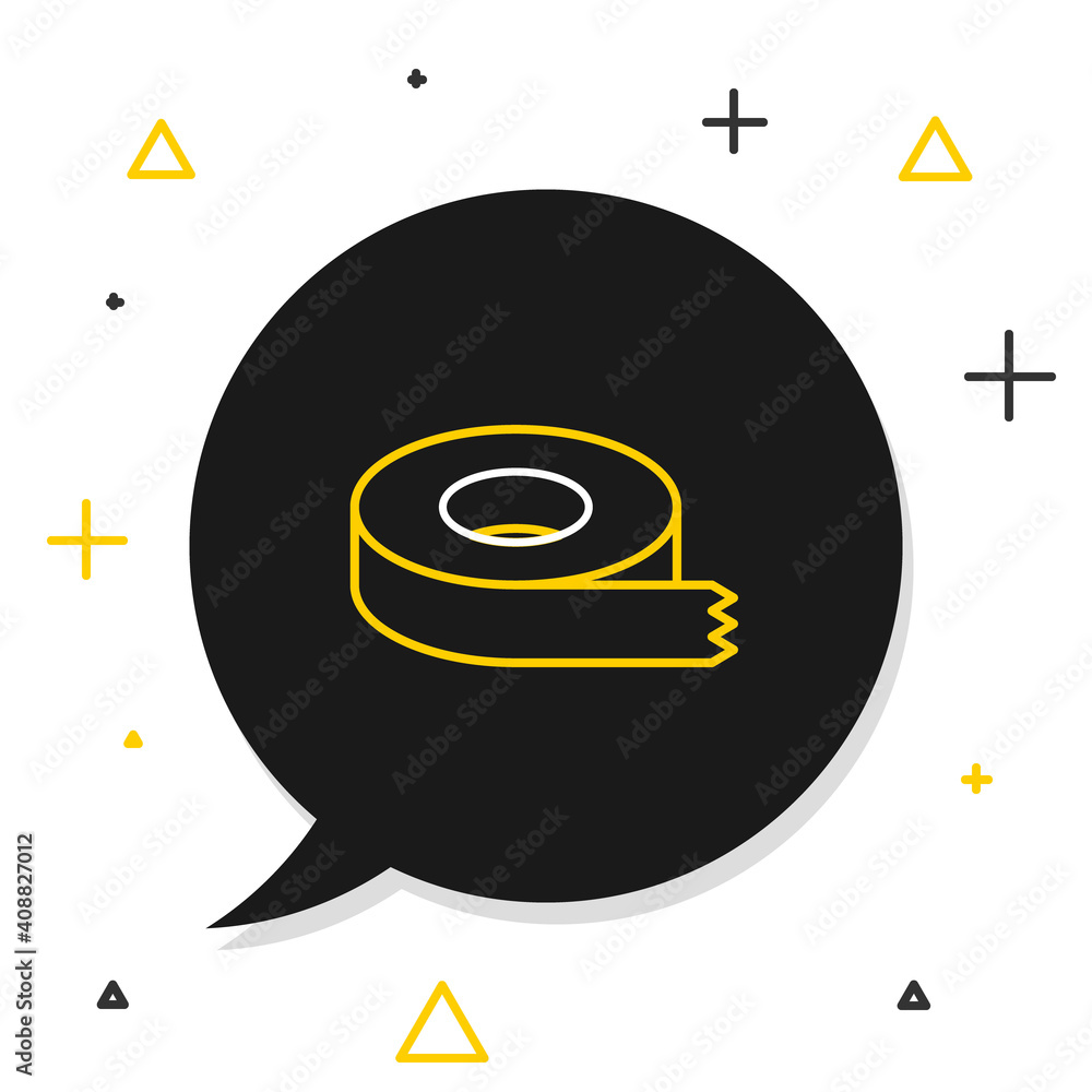 Poster line scotch tape icon isolated on white background. insulating tape. colorful outline concept. vecto