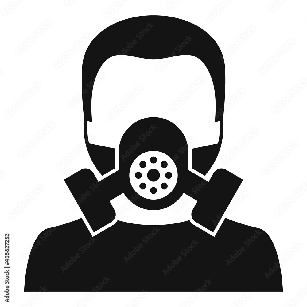 Poster man gas mask icon. simple illustration of man gas mask vector icon for web design isolated on white 