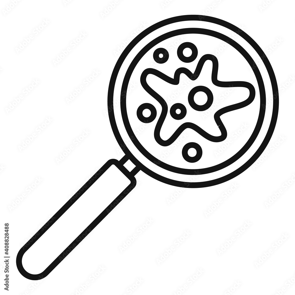 Poster magnifier bactery icon. outline magnifier bactery vector icon for web design isolated on white backg