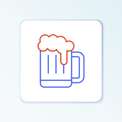 Line Wooden beer mug icon isolated on white background. Colorful outline concept. Vector.