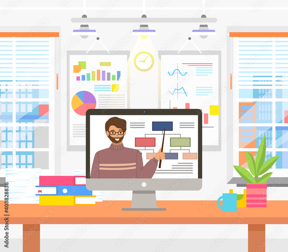 Aufkleber online education, training or e-learning concept. website for education and business courses. smilin