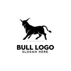 black bull logo design silhouette vector illustration,animal logo,logotype,symbol