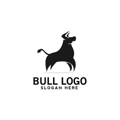 bull stand logo illustration design simple modern vector template silhouette