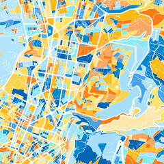 Art map of Quito, Ecuador in Blue Orange