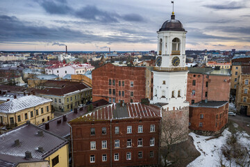 Obraz premium Vyborg, view of the historical city center in winter