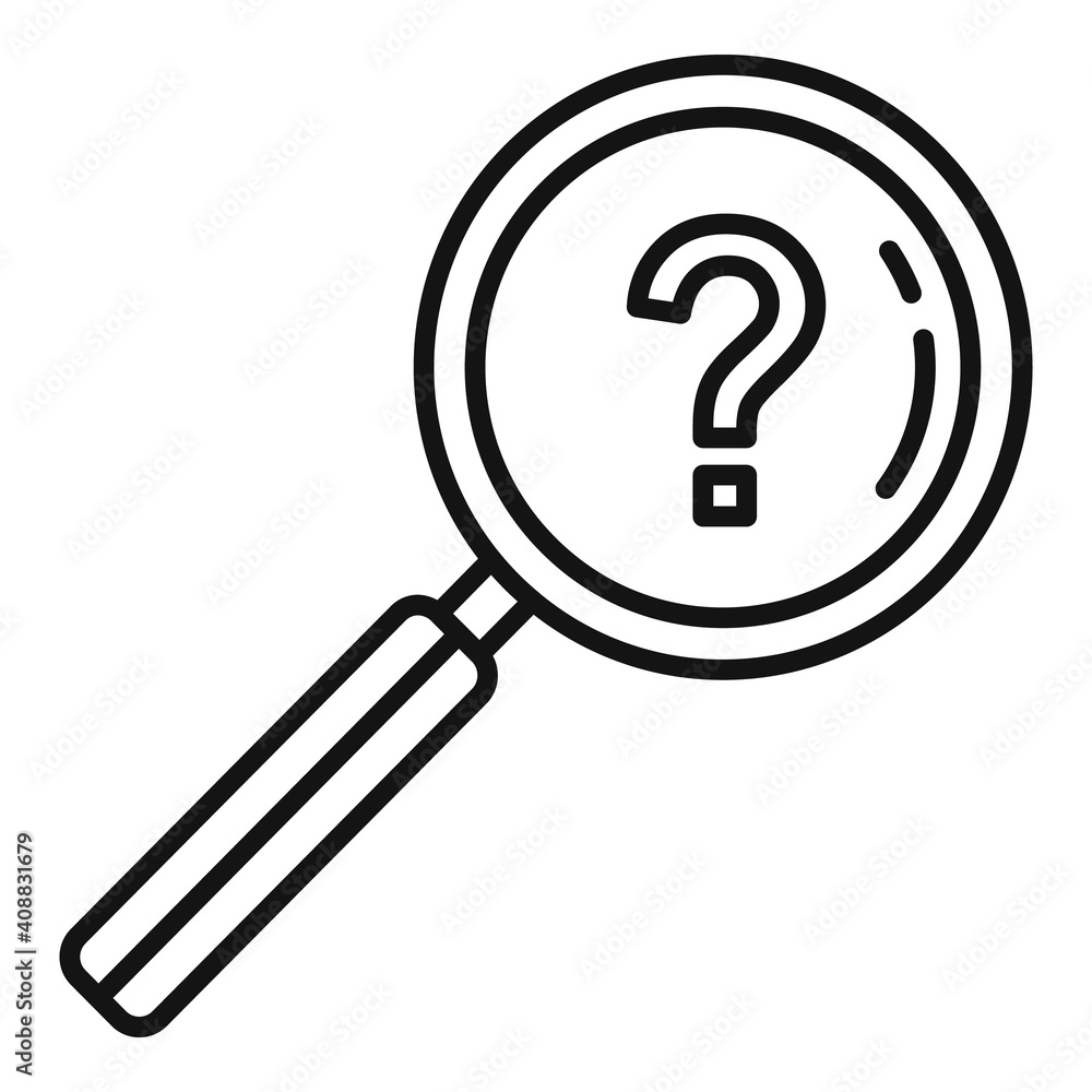 Poster investigator question magnifier icon. outline investigator question magnifier vector icon for web de