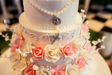 Detalhes de bolo de casamento