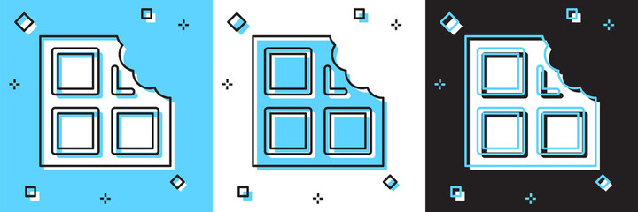 Set Chocolate bar icon isolated on blue and white, black background. Vector.