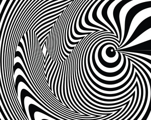 Wave design black and white. Digital image with a psychedelic stripes. Argent base for website, print, basis for banners, wallpapers, business cards, brochure, banner. Line art optical 