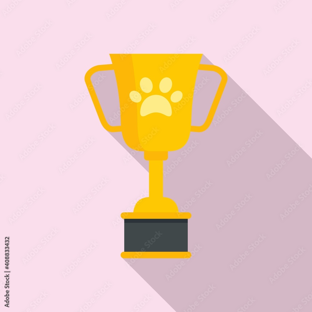 Poster dog gold cup icon. flat illustration of dog gold cup vector icon for web design