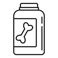 Dog food jar icon. Outline dog food jar vector icon for web design isolated on white background