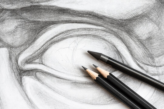 Still life drawing pencils and sketch pad on wood table stock photo  (205046) - YouWorkForThem