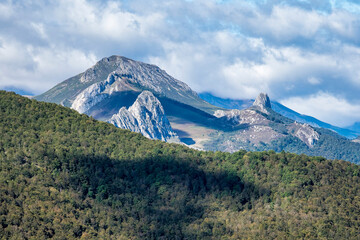 Fototapeta premium Picos de Europa mountains in the north of Spain. Valdeprado valley and Potes in the distance