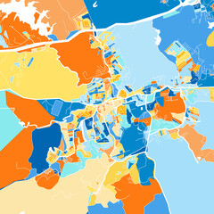 Art map of Jaboatao, Brazil in Blue Orange