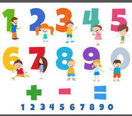 Fototapeta premium educational numbers set with happy children characters
