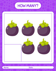 How many counting game with mangosteen. worksheet for preschool kids, kids activity sheet, printable worksheet