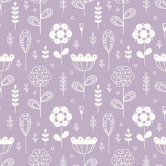 Light flowers and leaves on a dark background. Seamless pattern. Suitable for wallpaper, paper, fabric, interior decor  and others