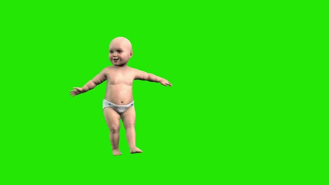 Baby Dancing Gracefully, 4K Green Screen Chromakey