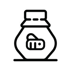 Honey bottle outline icon, vector line illustration for shop and symbol of manufacturing of honey . Traditional sweets and candy.
