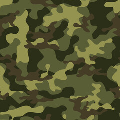 Fototapeta premium Green military camouflage stylish classic military pattern for printing clothing, fabric