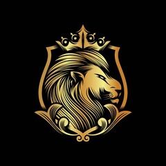 Lion head illustration Logo Design 