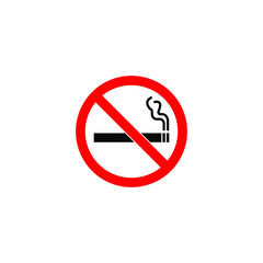 red sign forbidding smoking on white background, vector illustration