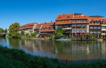 Excursion to the medieval city of Bamberg in Bavaria (Germany) on a sunny summer day
