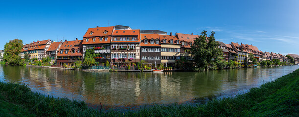 Excursion to the medieval city of Bamberg in Bavaria (Germany) on a sunny summer day