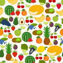 Seamless vector pattern with fruits on a light background.