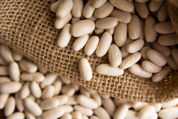 White beans (feijão branco) in a sack
