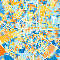 Fototapeta premium Art map of FeiradeSantana, Brazil in Blue Orange