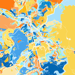 Art map of JuizdeFora, Brazil in Blue Orange