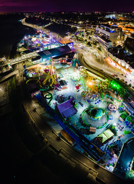 Night lights of Southend-on-Sea amusement park.