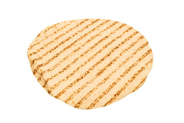 Grilled pitta bread isolated on white background.