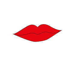 Female mouth with beautiful red lips. Vector illustration.