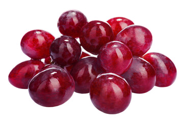 a bunch of ripe red table grapes on a white isolated background close-up