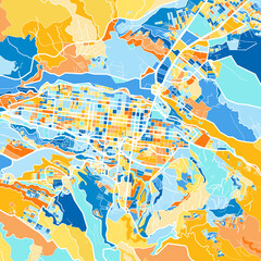 Fototapeta na wymiar Art map of Pereira, Colombia in Blue Orange