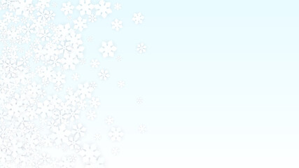 Christmas  Vector Background with Falling Snowflakes. Isolated on Red Background. Realistic Snow Sparkle Pattern. Snowfall Overlay Print. Winter Sky. Papercut Snowflakes.