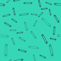 Black line Long luminescence fluorescent energy saving lamp icon isolated seamless pattern on green background. Vector.