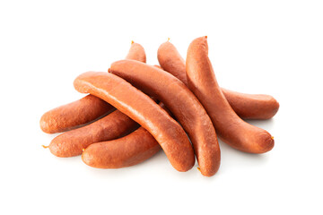 Raw meat sausages isolated on white background