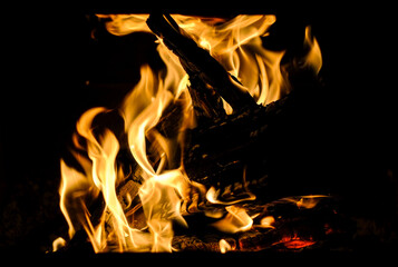 Roaring fire in a fireplace (2)