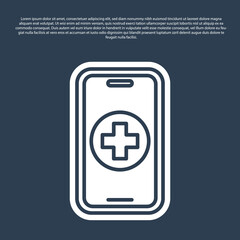 Obraz premium Blue line Phone repair service icon isolated on blue background. Adjusting, service, setting, maintenance, repair, fixing. Vector.