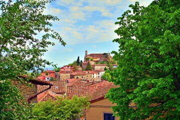 Fototapeta na wymiar View of the old village of Montecatini Alto in the province of Pistoia in Tuscany, Italy