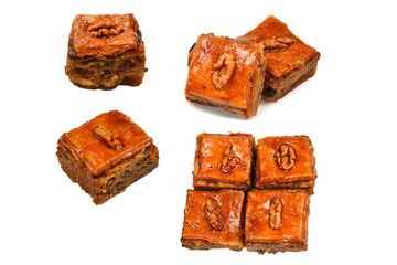 Tasty baklava isolated on white background.