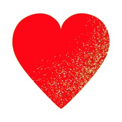 Happy Valentine's Day. Big red heart with gold glitter.