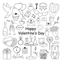 Happy Valentine's Day. Set of cute hand drawn elements.