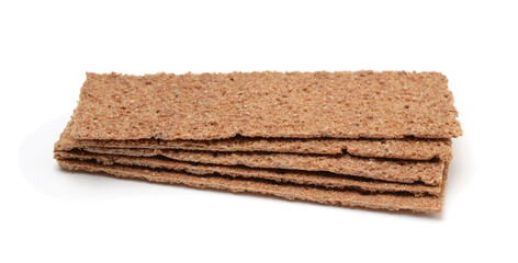Thin rye crispbread isolated.