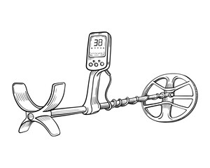 metal detector hand drawing vector sketch