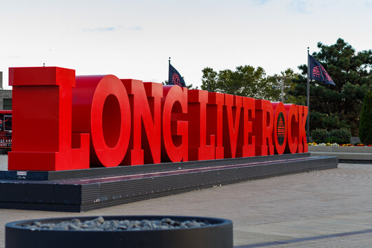 Long Live Rock Sign At Rock & Roll Hall Of Fame In Cleveland, Ohio, September 24, 2019